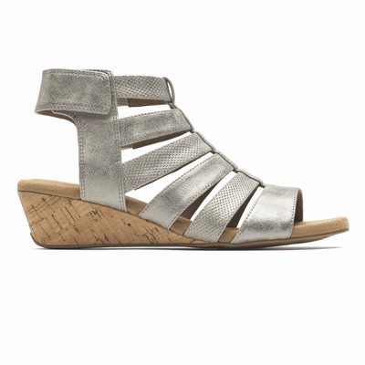 Rockport Calia Gladiator Mid Wedges Damen Silber TDV-152064